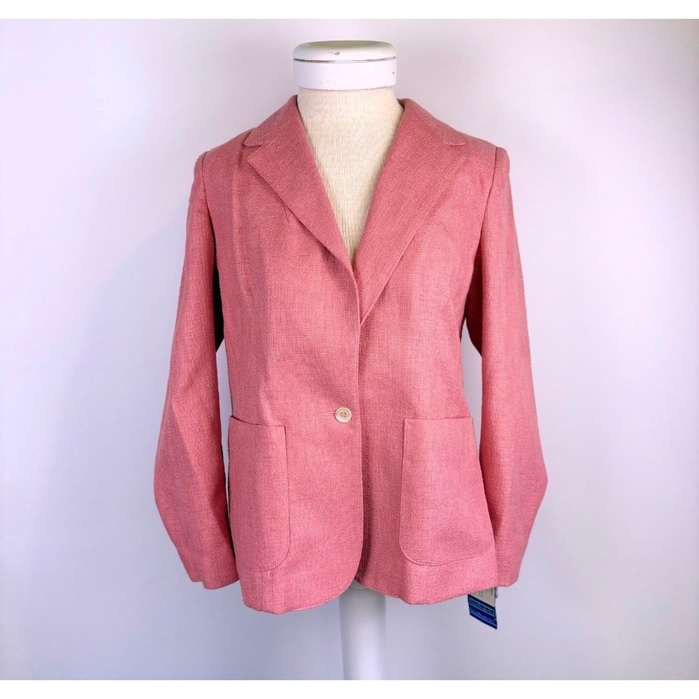 David Brooks Ltd Vintage Pink Silk Blend Blazer Jacket NWT Deadstock 10 Retro